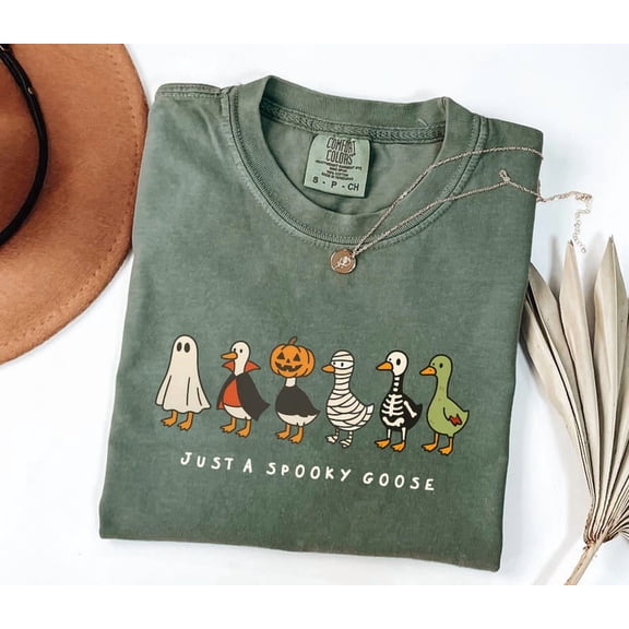 Comfort Colors Halloween Funny Goose Shirt, Just a Spooky Goose Shirt, Halloween Shirt, Skeleton Goose Tee, Spooky Season Shirt, Spooky Tee