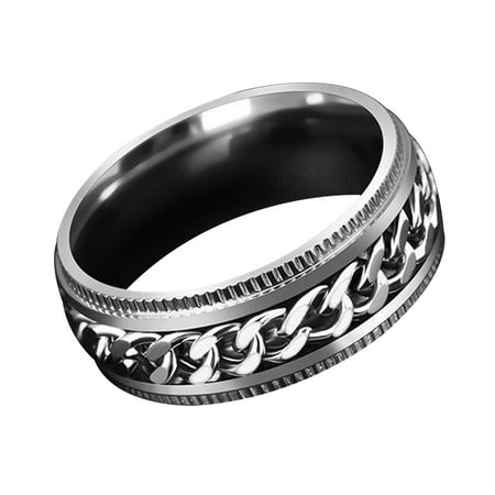 

Rotatable Beers Bottle Opener Ring with Inner Rotating Chain Titanium Steel Multifunctional Fashion Ring for Men Women