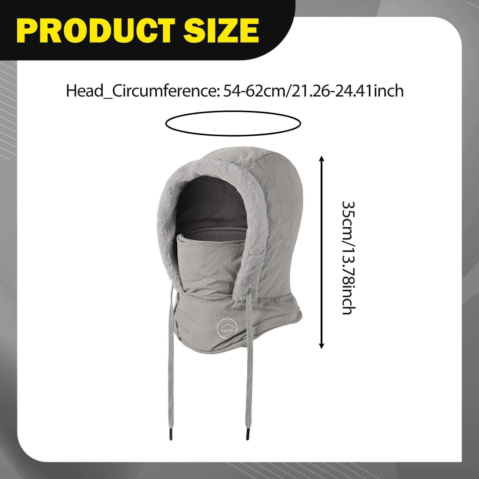 Hood Ski Mask Cycling Neck Warmer Face Cover Thick Polyester Material for Adults Winter Outdoor Activities