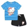 thumbnail image 5 of Nuevo traje de Hello Kitty, camiseta bonita de dibujos animados + Pantalones calientes informales, camisa de fondo de dos piezas absorbente de sudor de algodón caramelo para niños, 5 of 5