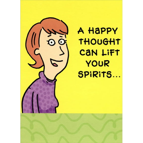 Designer Greetings Woman in Purple Sweater : Happy Thought Funny / Humorous Friendship Card