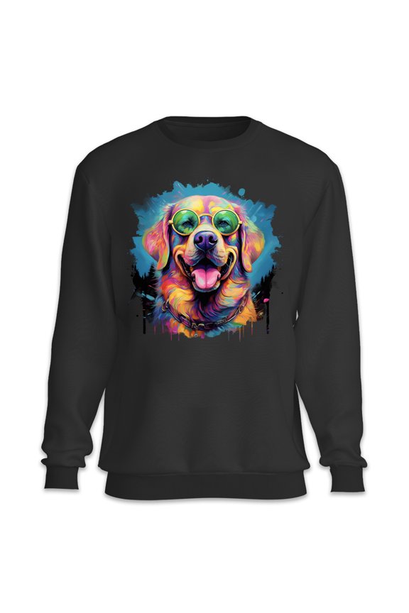 Hippie Labrador Retriever Portrait oil painting Watercolor Tie-dye Vintage Sweatshirt Unisex Merch Lab Dog Lover Gifts - 00015