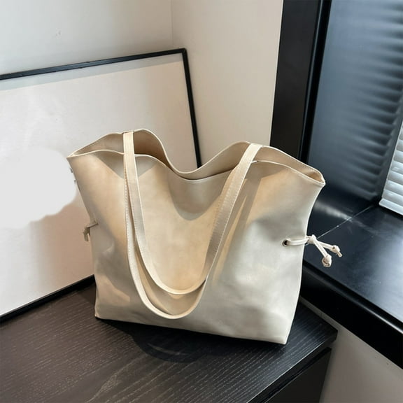 WIZUTIZ Tote Bags for Women Womens Handbags with Adjustable Strap Zipper Pockets Shoulder Bags Large Solid Bags Water Resistant Durable Bag 1 PC Beige