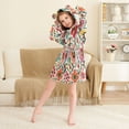 thumbnail image 3 of FORMRS Niños Bathrobe Unisex Hooded Robe Soft Plush Pajamas Sleepwear, Size 10-12T, Colorful Flowers, 3 of 7