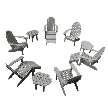 Highwood 12-pc Classic Westport Adirondack Set with 6 Classic Westport Adirondack Chairs 3 Classic Westport Side Tables and 3 Adirondack Ottomans - Outdoor Eco-friendly Synthetic Wood