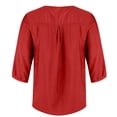 thumbnail image 6 of Womens Tops 3/4 Sleeve Cotton and Linen V Neck Embroidered Casual Loose Top Fashion Shirt, 6 of 6
