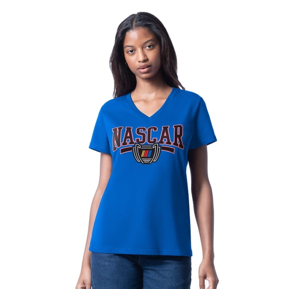 Women's G-III 4Her by Carl Banks Blue NASCAR Cheer Dance V-Neck T-Shirt