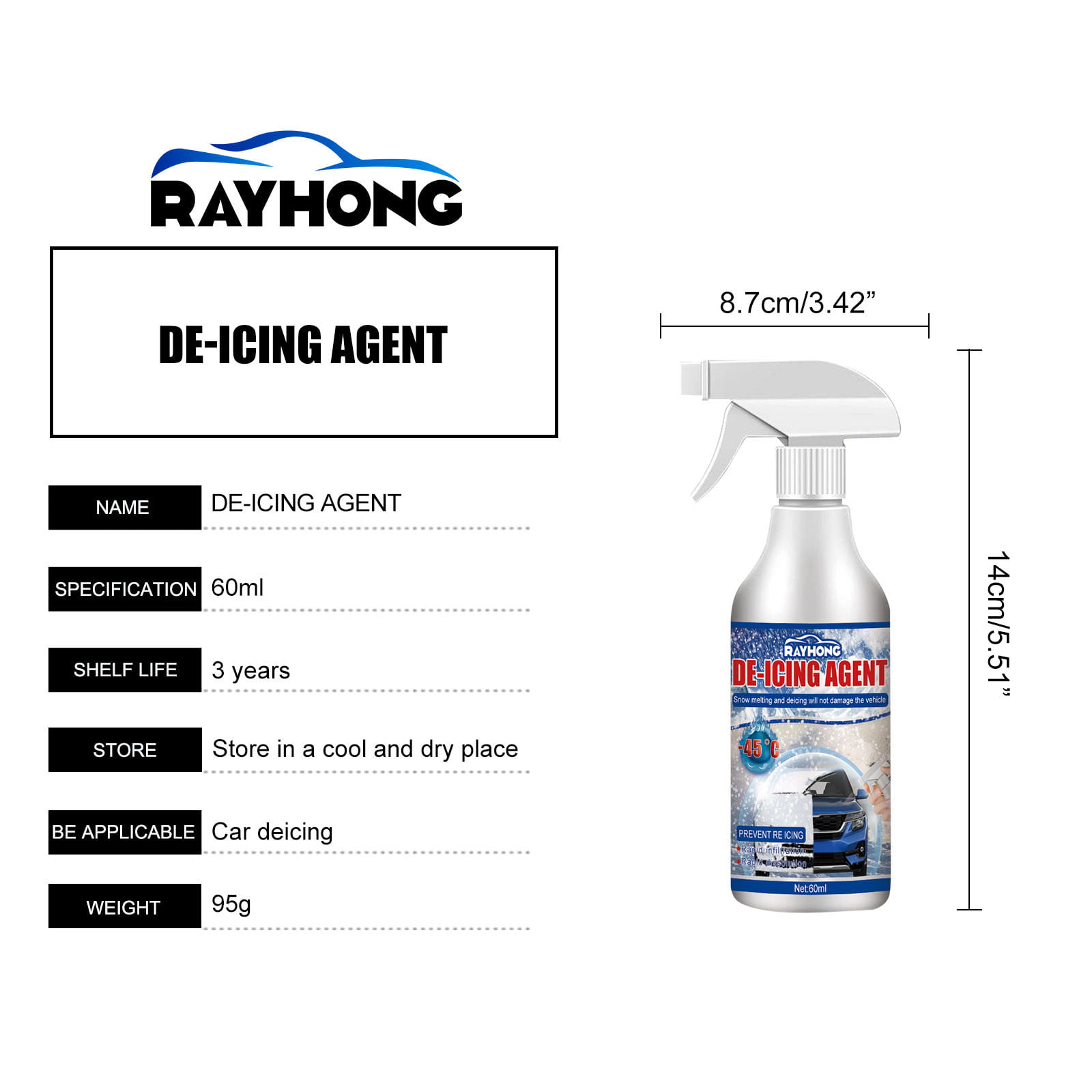 Deicer Spray for Car Windshield 500ml Deicing and Snow Melting Agent  Defrost Spray Windshield Car Snow Melter for Car Windshield Exhaust Pipe  impart