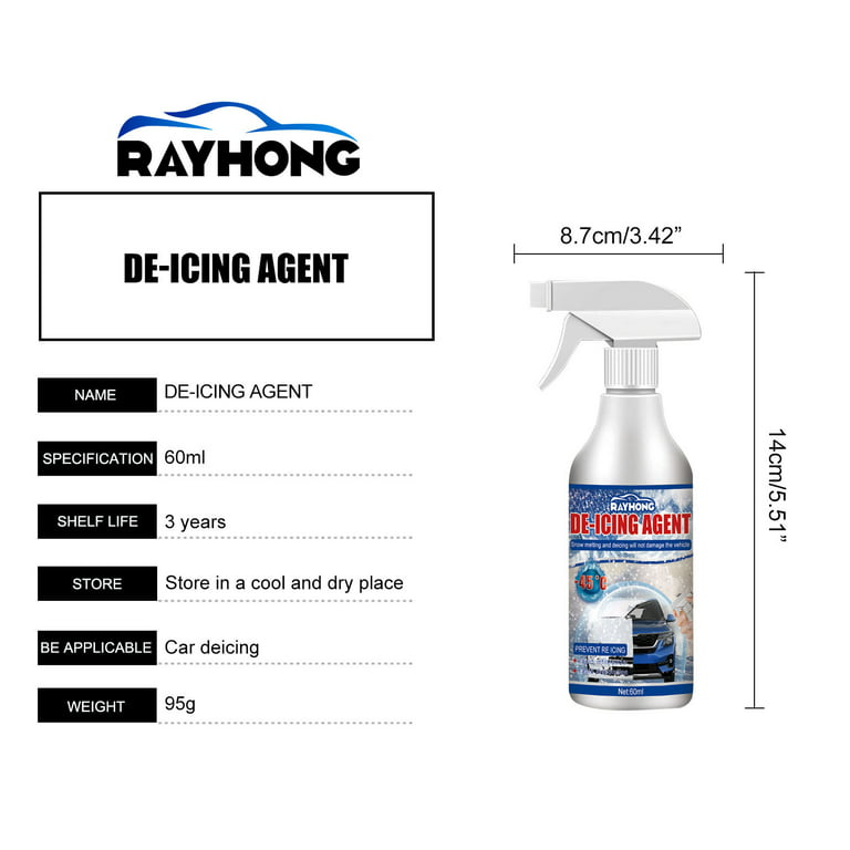 BEFOKA Rayhong 60ml Updated Deicing and Snow Melting Agent, Ice Off  Windshield Spray, Windshield Ice Melt Spray, Updated Car Glass Deicing  Agent Spray