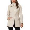 thumbnail image 1 of INSPIRE CHIC Manteau d'Hiver à Col Rabattu pour Femmes avec Poches, Blanc Crème, 1 of 6