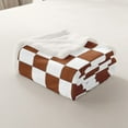 thumbnail image 4 of Erosebridal Brown Checkered Throw Blanket Queen 90"X90" White Coffee Checkerboard Fleece Bed Blanket,Plaid Grid Sherpa Blanket Teen Men Aesthetic Geometric Fuzzy Blanket, 4 of 6