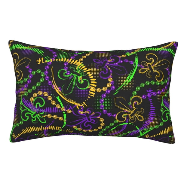 Balery Neon Mardi Gras Funda de Cojín Estampada, Regalos para Mujeres, Regalos de Amor para Ella, Regalos para Novia o Esposa, Funda de Almohada-20"x30"