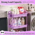 thumbnail image 3 of 3 Tier Rolling Utility Cart with Removable Drawer, Bathroom Storage Organizer with 2 Lockable Wheels, Mobile Shelving Unit for Kitchen, Office, Snack, Craft, Makeup, Baby Essentials, Purple, 3 of 7
