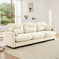 thumbnail image 4 of 107" Oversized Chenille Modular Sectional Sofa with High-Density Foam Cushion and Tufted Pleated Cushion Backrest, Upholstered Modern 3-Seater Cloud Couch with 2 Pillow, for Living Room, Beige, 4 of 7