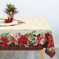 Christmas Tablecloth Waterproof Christmas Tree/Holly Table Cloths for New Years Holiday Party and Dining Decoration-60 * 102" Rectangle