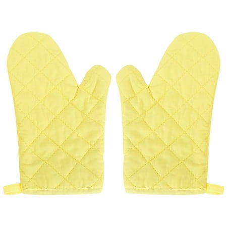 

1 Pair Heat Resistant Cotton Oven Glove Pot Baking Cooking Mitts Yellow