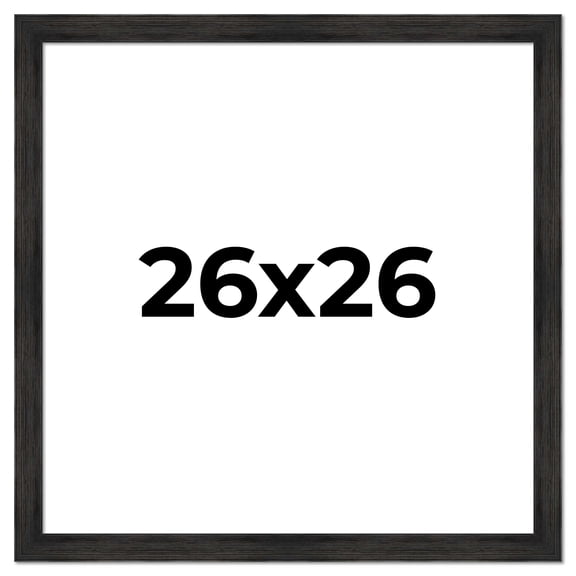 26x26 Distressed Black Wood Picture Square Frame - Includes UV Acrylic, Foam Board Backing & Hanging Hardware