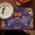 thumbnail image 4 of Boho Flax Placemats Set of 6, 12x18 Inch Tribal Pattern Table Mats, Washable Rustic Vintage Decor for Nordic Farmhouse Kitchen and Ethnic Style Dining Room Table Setting, 4 of 5