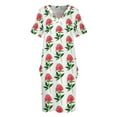 thumbnail image 4 of Vestido holgado con bolsillos y peonías rosas coral con estampado botánico vintage para mujer, vestidos de fiesta para mujer, vestidos de mujer, 4 of 7