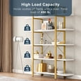 thumbnail image 5 of Demi Bonn 5 Tier Bookshelf, Bookshelves, Open Etagere Bookcase Shelf Storage Organizer, Free Standing Storage Shelving Unit for Bedroom, Living Room and Home Office, White & Gold, 5 of 10