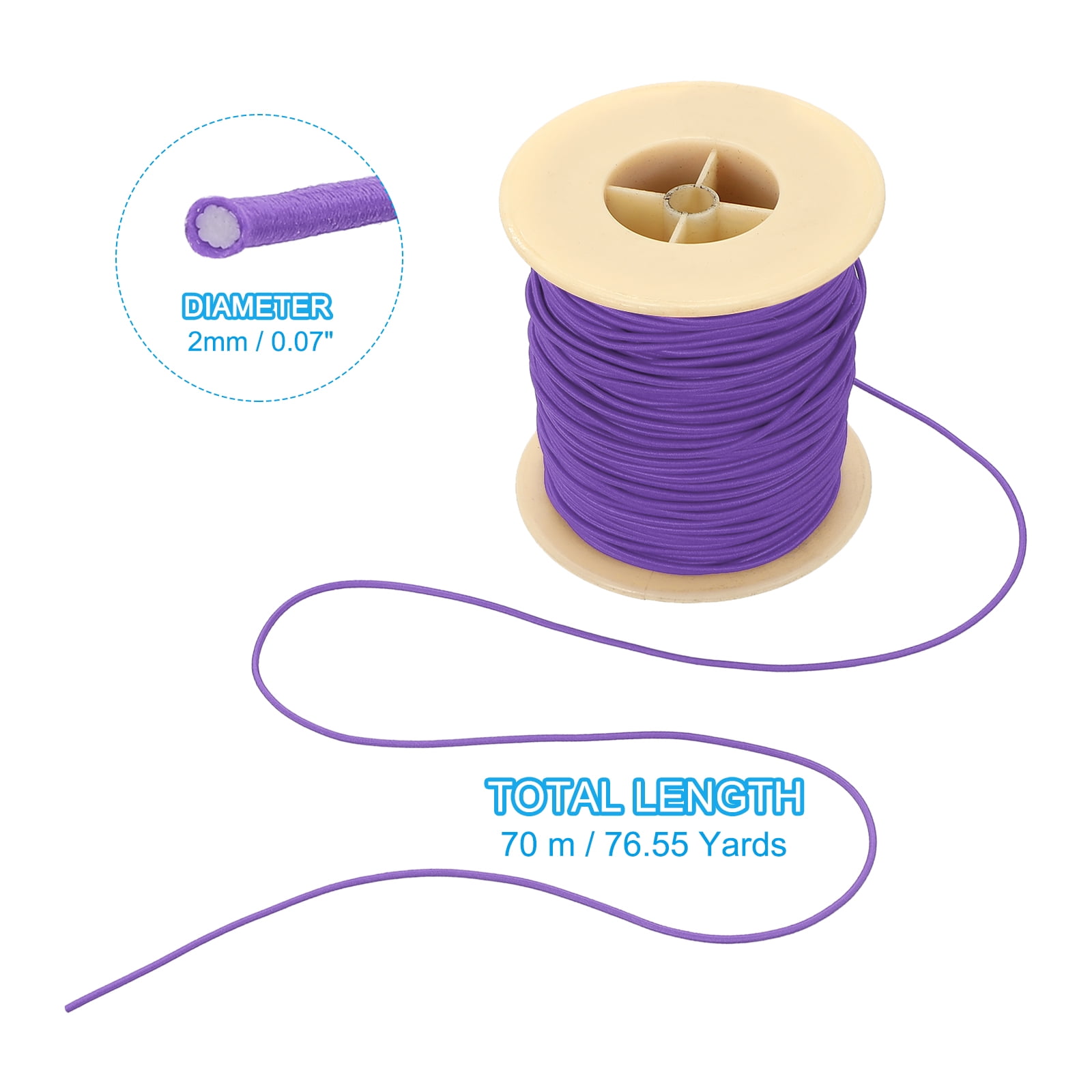 Uxcell Elastic Cord, 2 mm Stretchy Elastic String 77 Yards for Jewelry Making, Necklaces, Beading and Crafts DIY, Dark Purple