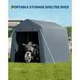 thumbnail image 5 of Lumiparty 7' x 10' Portable Outdoor Storage Shed, Heavy Duty Waterproof Shelter Tent with Roll-Up Door, All-Weather Garage for Motorcycle, Bike & ATV, Gray, 5 of 8