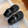 thumbnail image 4 of Gpaecead Girls Woven Mary Jane Flat Shoes Closed Toe Soft Sole Hook And Loop Adjustable Spring Summer Casual Shoes,Black, 4 of 6