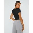thumbnail image 4 of Top corto Trendy Queen de cuello cuadrado, doble capa, negro, 4 of 6