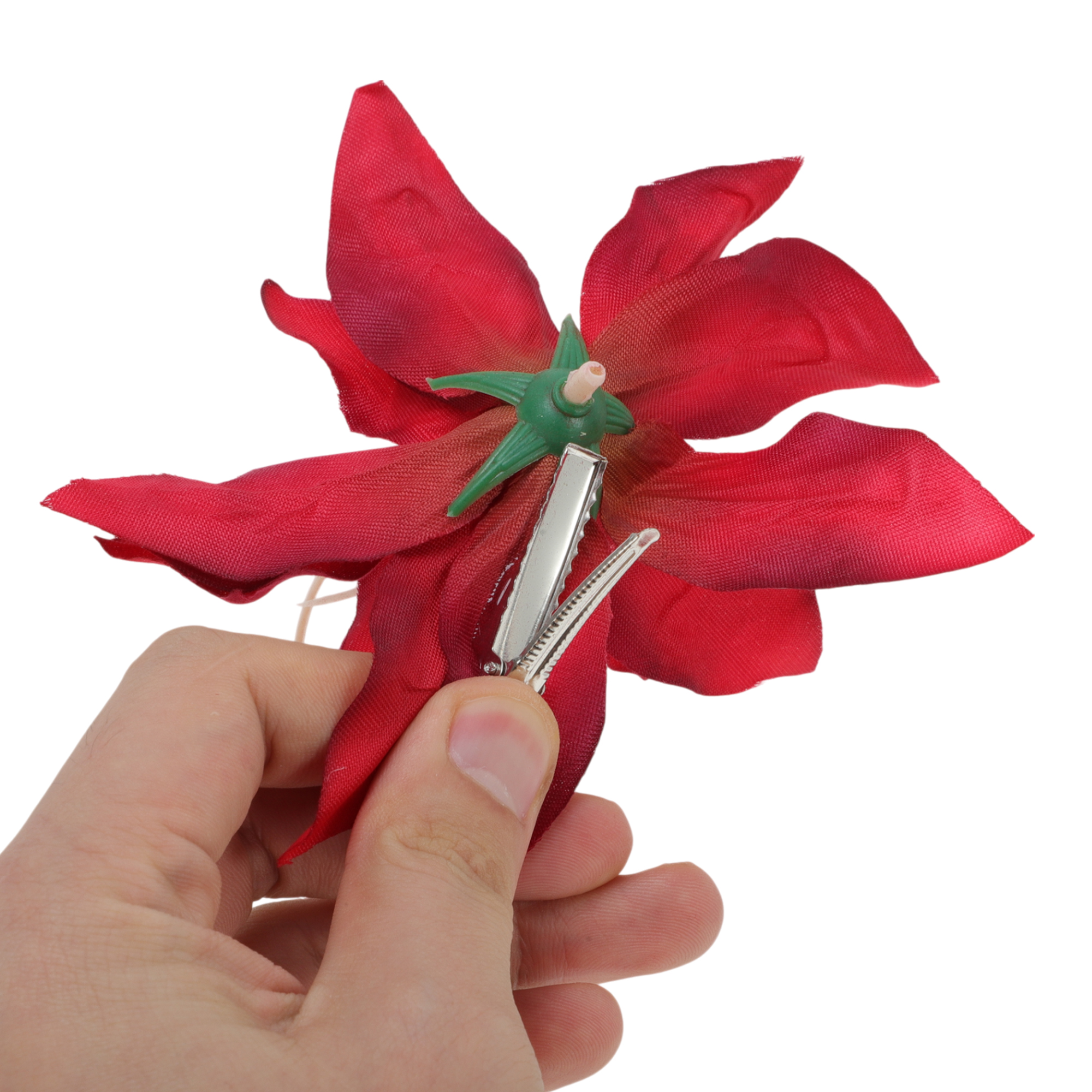 Unique Bargains 2Pcs Fashionable Hairstyles Artificial Flower Hair Clip Red