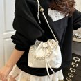 thumbnail image 4 of Remanland Women's Satin Floral Jacquard Evening Bucket Bag, White, 4 of 9