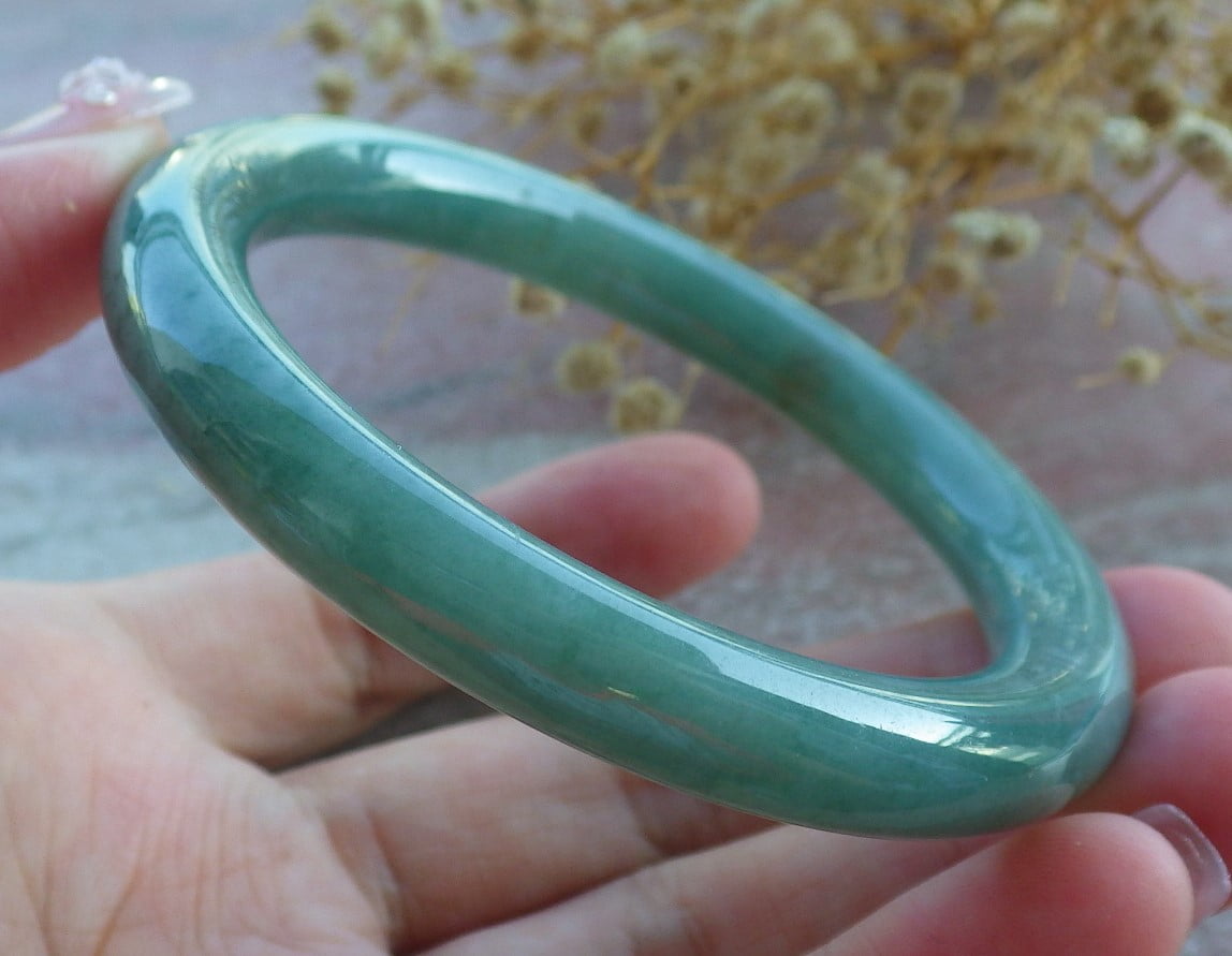 Green Natural A JADE Jadeite Circle Bangle Bracelet 55 mm 681430 TN