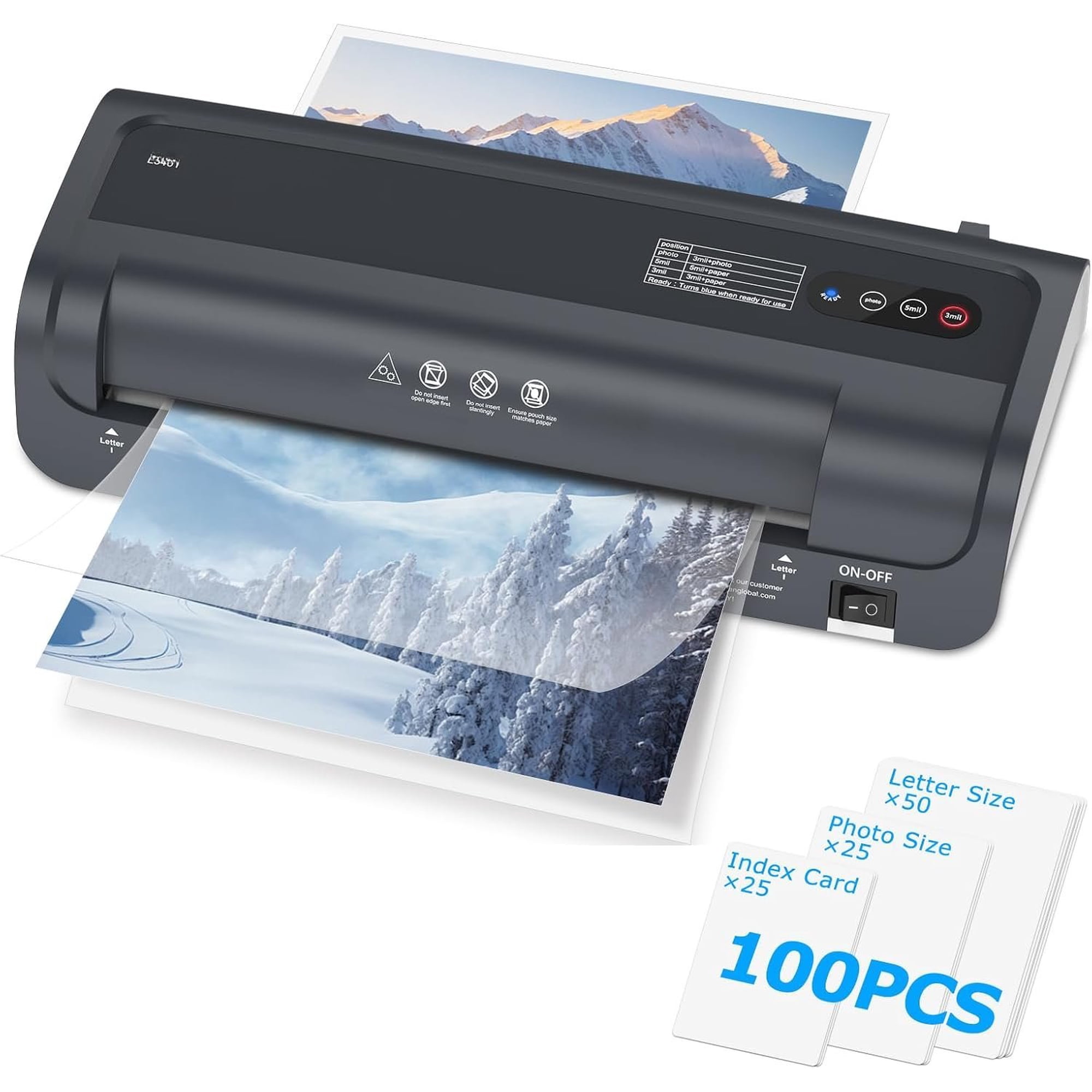 9-Inch Laminator Machine with 100 Sheets, Portable 4-in-1 Letter Size Thermal Laminating Machine with Jam-Free Tech for Teachers, DIY Crafting, Office Supplies, Black