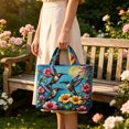 thumbnail image 4 of ZhangC Hummingbird Quilted Tote Bag for Women, 15.8x16.9 Inch Large Capacity Printed Shoulder Handbag, Lightweight Shopping Travel Purse with Inner Pocket, 4 of 6