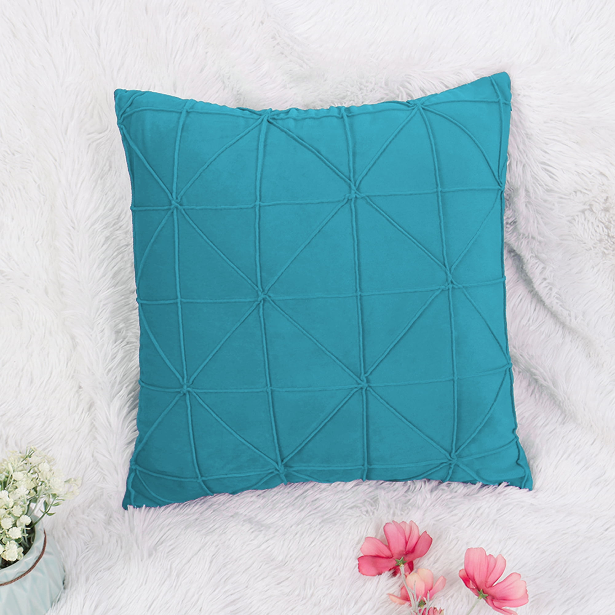 Velvet Soft Throw Pillow Cover Solid Color Square Decorative Throw
