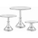 thumbnail image 1 of Juego de 3 soportes de plata para tartas (plato de 8 pulgadas, 10 pulgadas, 12 pulgadas) para pasteles de 6 a 10 pulgadas, juego perfecto de exhibición de mesa de postre, soportes para, 1 of 7