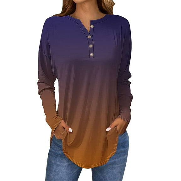 Fall Tops for Women 2025 Trendy, Yigetop Long Sleeve Tops for Women Neck Casual Petite T Shirts Women's Tunics Coffee L