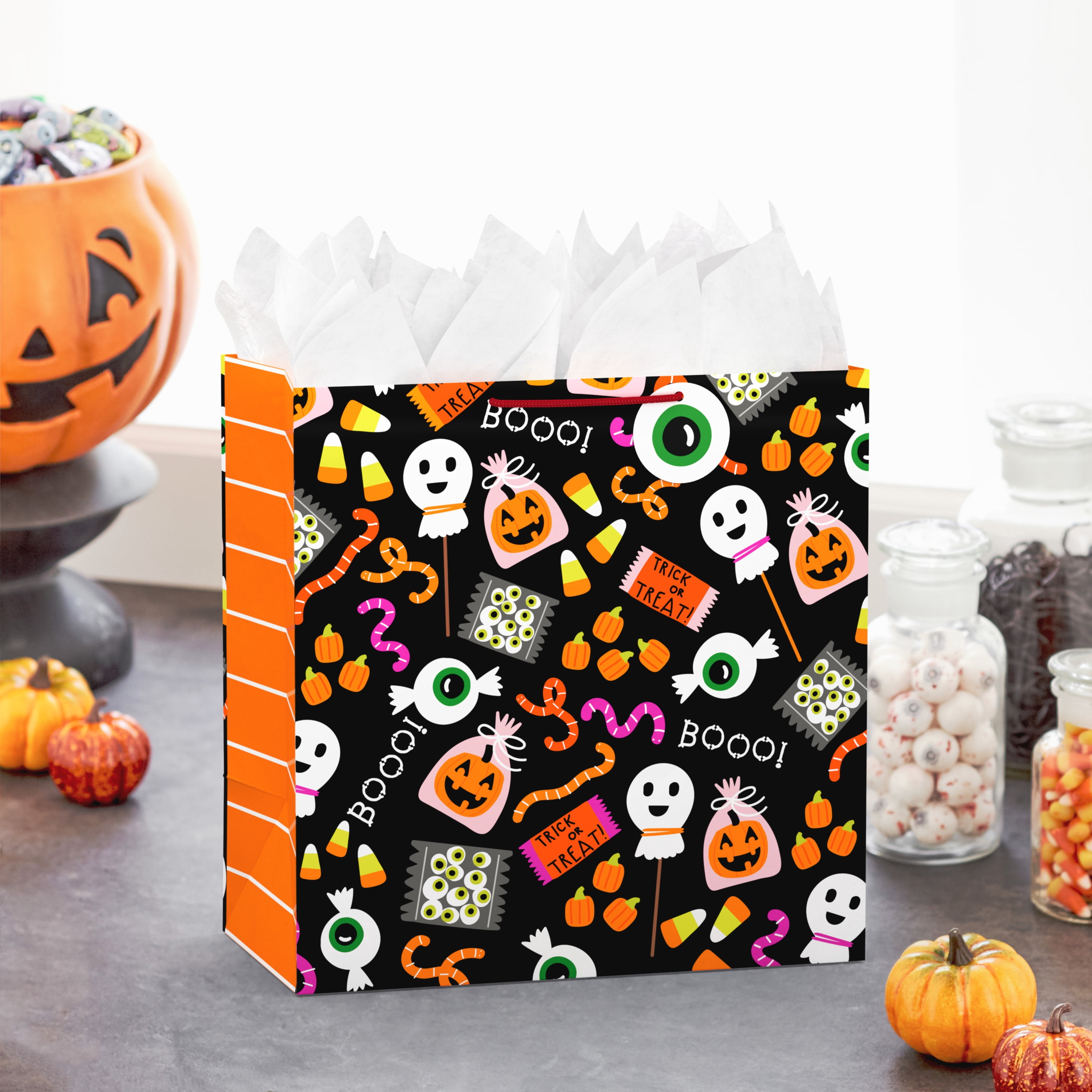 Hallmark Extra-Deep Halloween Gift Bag (Colorful Candy), 1 Count