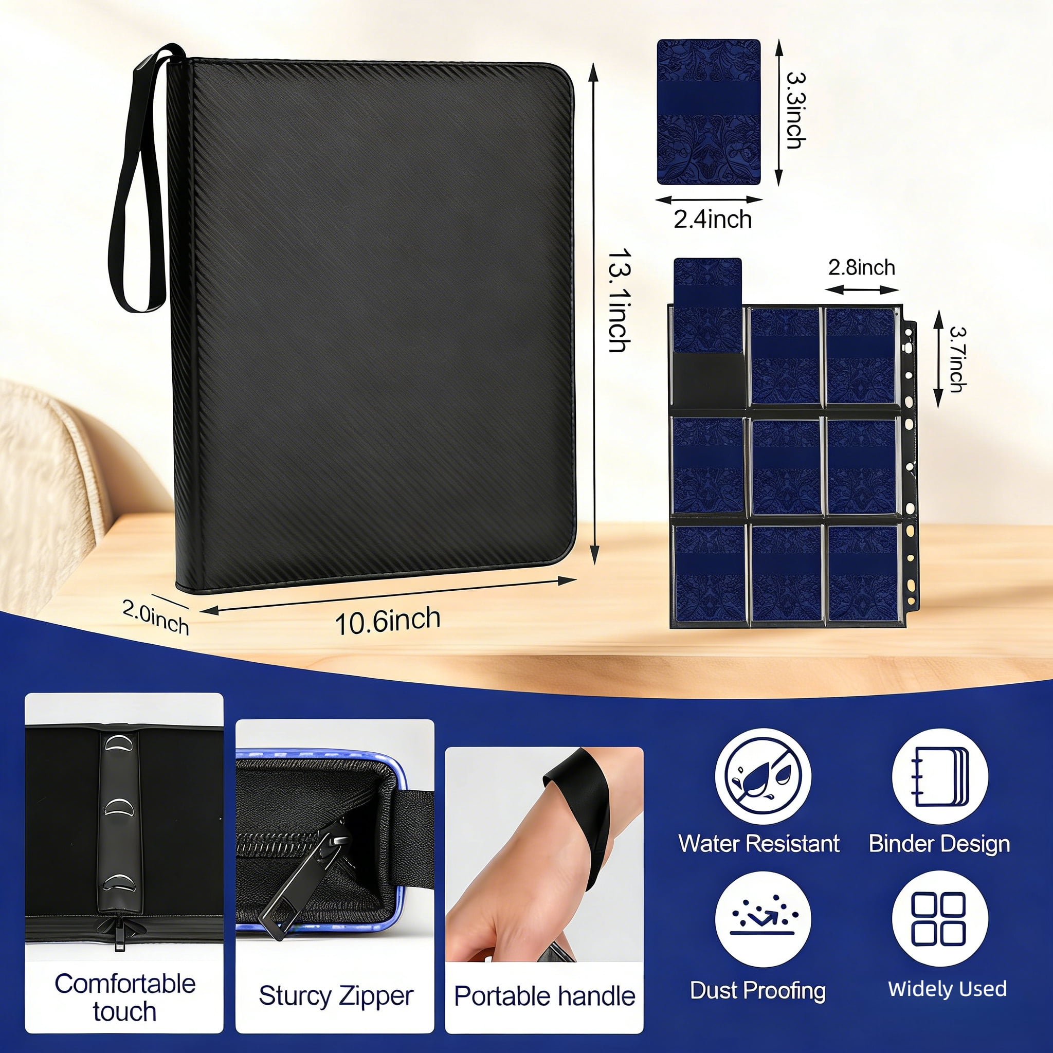 9-Pocket Card Binder,YUYAFN 900 Double-Sided Zip Card Sleeves Collection Binder,Baseball Card Collector Album with 50 Removable Card Sleeves,Card Folder for Collectible Card,Sports Card and Game Card