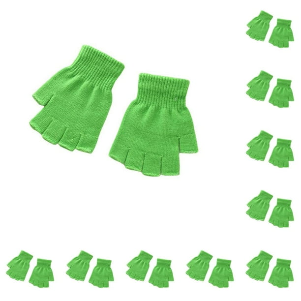 Guardurnaity 1 par de guantes tejidos con la punta del dedo, manoplas sin dedos para exteriores, invierno, motocicleta, ciclismo de carretera, Verde 10piezas