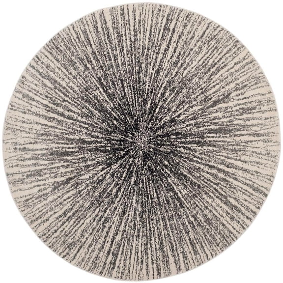Evoke Black/Ivory 4 ft. x 4 ft. Round Geometric Area Rug