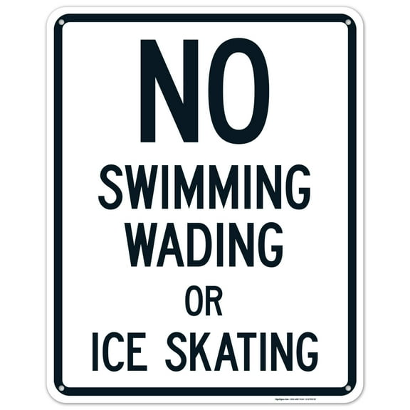 No Swimming Wading Or Ice Skating Sign, Pool Sign,