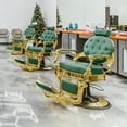 thumbnail image 6 of TRUMAN Vintage Barber Chair, Reclining Heavy Duty Barber Chair, Green Seat Gold Frame, 6 of 9