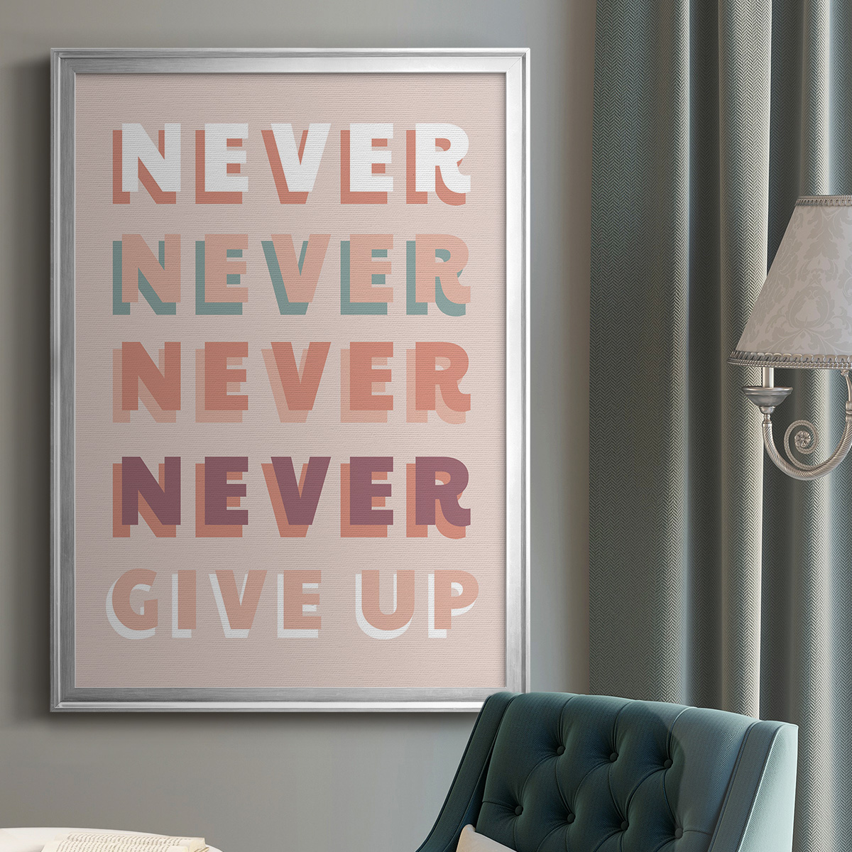 Never Give Up Premium Framed Print - Ready to Hang