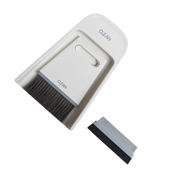 Worgeous Mini Desktop Cleaning Broom and Dustpan Set, Portable Plastic Household Supplies in White for Home and Office Use
