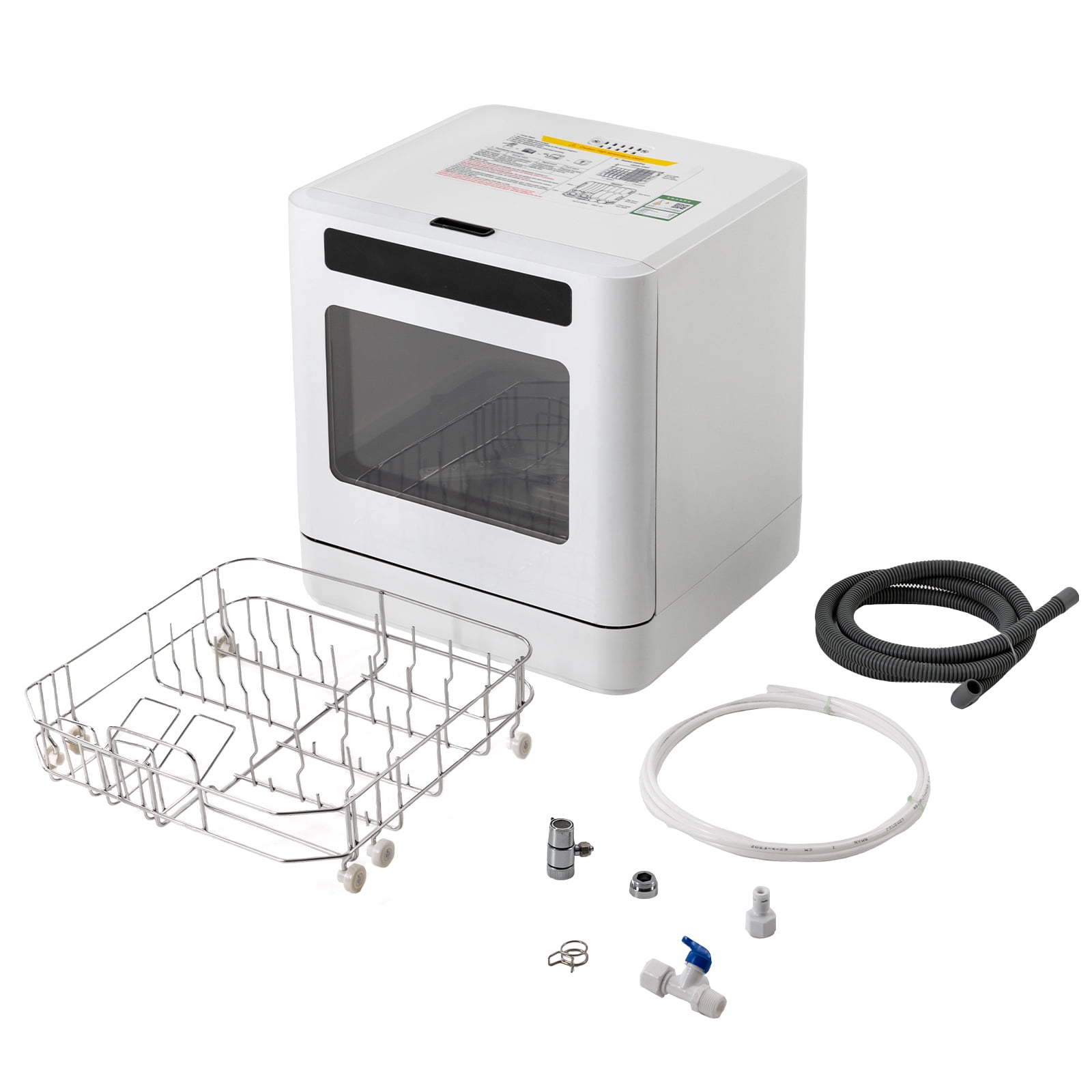 110V Portable Countertop Dishwashers, Compact Mini 360° Cleaning Dishwasher Machine with Drying Function 4 Washing Program White