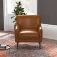 thumbnail image 2 of Rosedale Fauteuil Lounge en Cuir Véritable Rembourré Style Mi-Siècle en Tan, 2 of 7