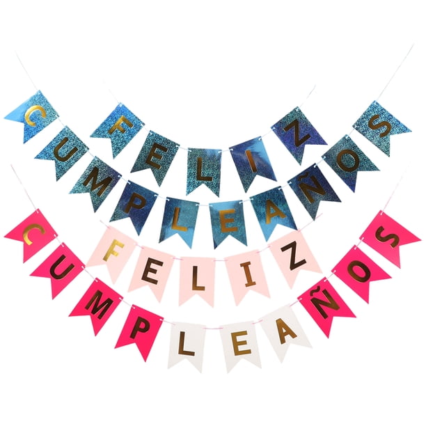 KAKOWELY 2 banderines de papel con letras en español para fiestas de cumpleaños, decoración para fiestas