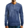 thumbnail image 4 of Inglocry Men's Henley Shirt, Long Sleeve Button Down Tie Dye Soft Cotton Blend Thermal Pullover Top Dark Blue 2XL, 4 of 7