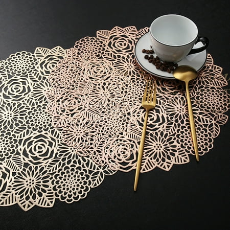 

Place Mat Wide Application Foldable PVC Flower Hollow-carved Dinner Mat for Kitchen