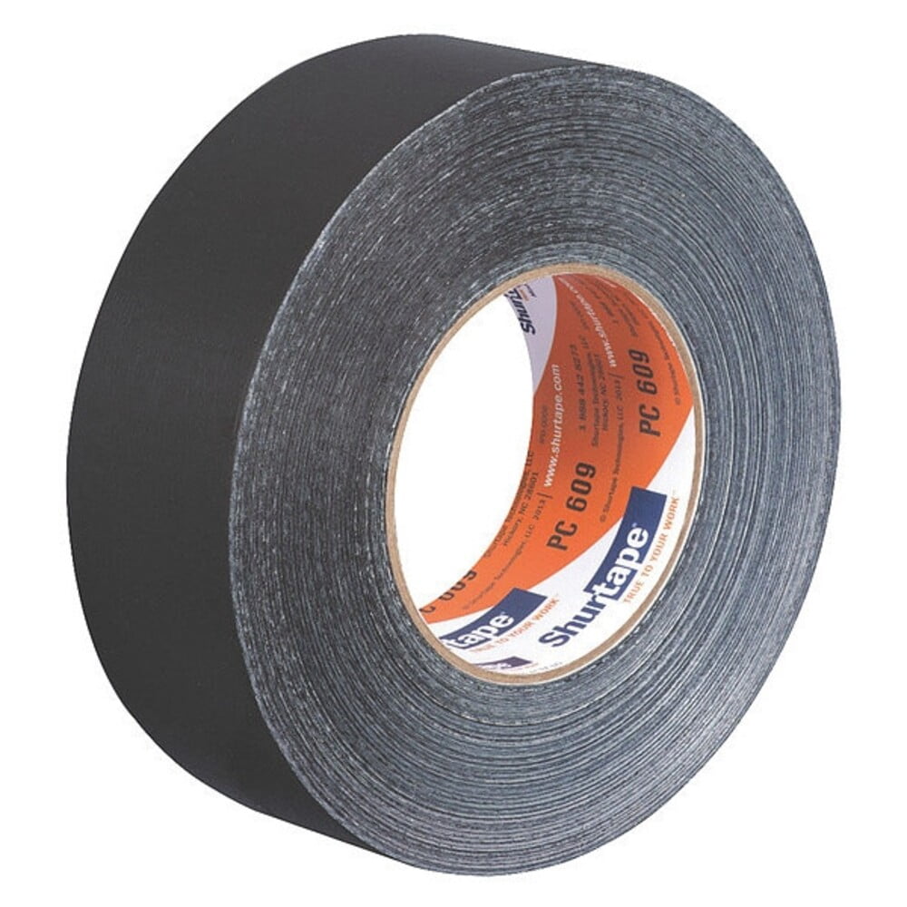 Shurtape Duct Tape, Black, 60-1/8 yd L, 1-7/8 in W 105475